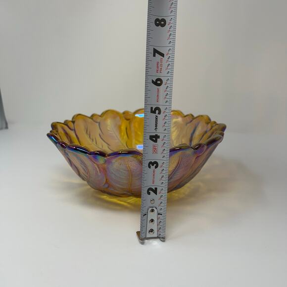 Vintage Carnival Glass Bowl Marigold Amber Iridescent Indiana Glass Collectors - Picture 10 of 10